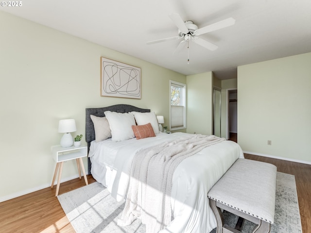 2001 E Evergreen Blvd, Vancouver, WA 98661 - bedroom with wood finished floors, baseboards, a ceiling fan, and a closet