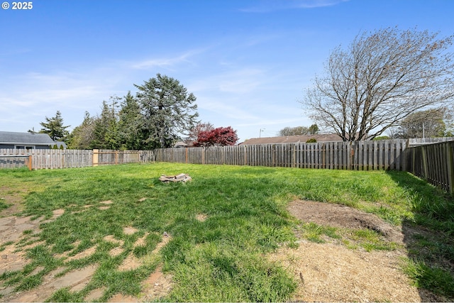 view of yard featuring a fenced backyard