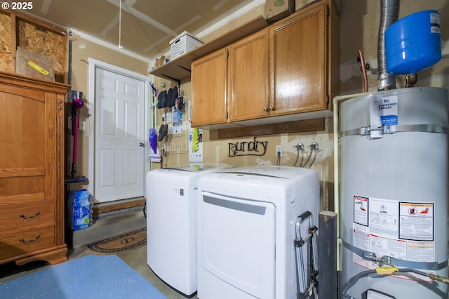 10100 NE 65th Cir, Vancouver, WA 98662 - laundry room with water heater, washer and clothes dryer, and cabinet space