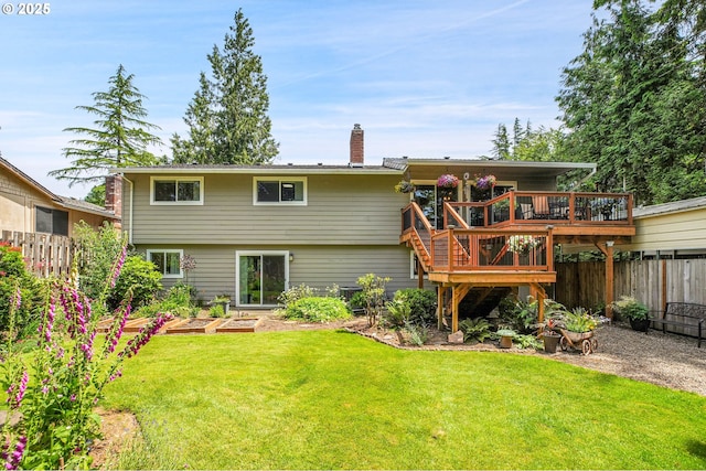 4249 SE 18th Ct, Gresham, OR 97080 - back of house featuring a garden, a deck, and a chimney