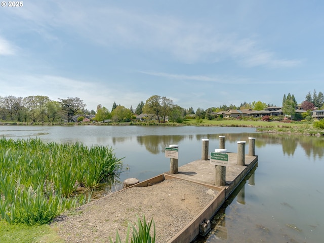 view of dock featuring a water view