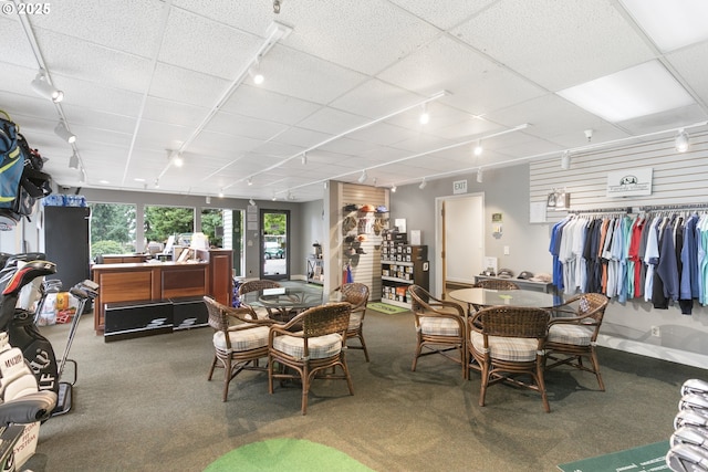 dining room with track lighting