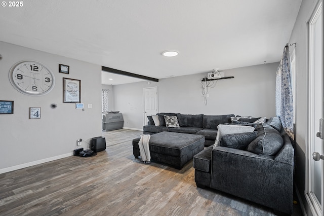 living room with hardwood / wood-style flooring