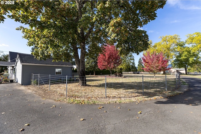 view of yard with a fenced front yard