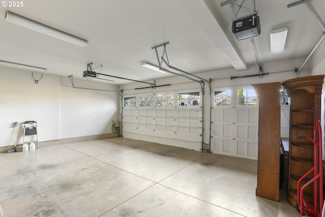 garage with a garage door opener