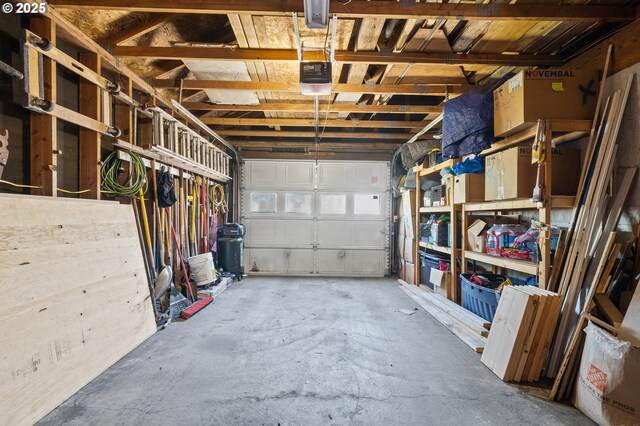 garage with a garage door opener