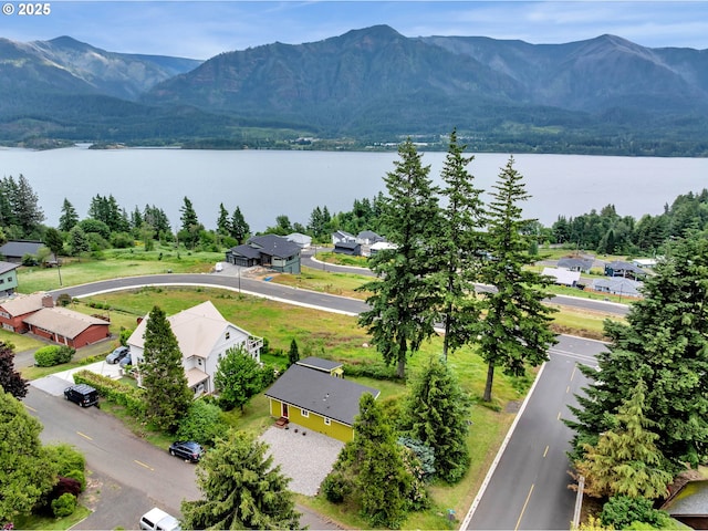 154 NE Tari Ln, Stevenson, WA 98648 - aerial perspective of suburban area with a water and mountain view