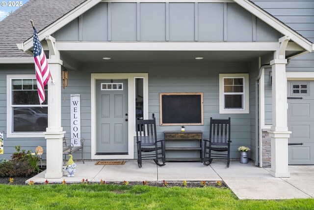2085 Equestrian Loop S, Salem, OR 97302 - property entrance featuring board and batten siding and a porch