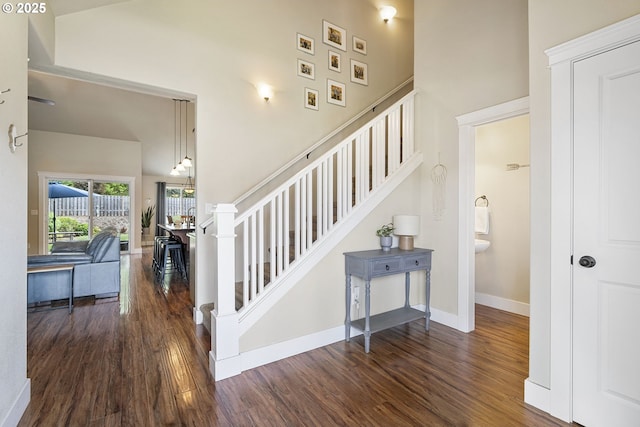 2085 Equestrian Loop S, Salem, OR 97302 - stairs with a towering ceiling and wood finished floors
