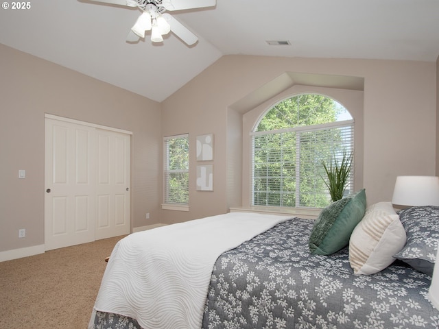 15320 SW Jasper Ln, Beaverton, OR 97007 - carpeted bedroom featuring vaulted ceiling and ceiling fan