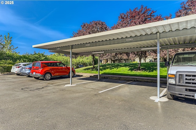 view of covered parking lot