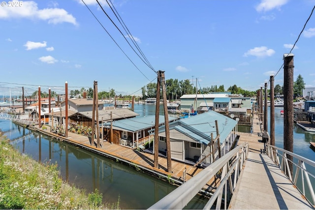 dock area with a water view