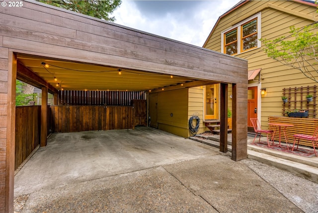 view of patio / terrace featuring fence