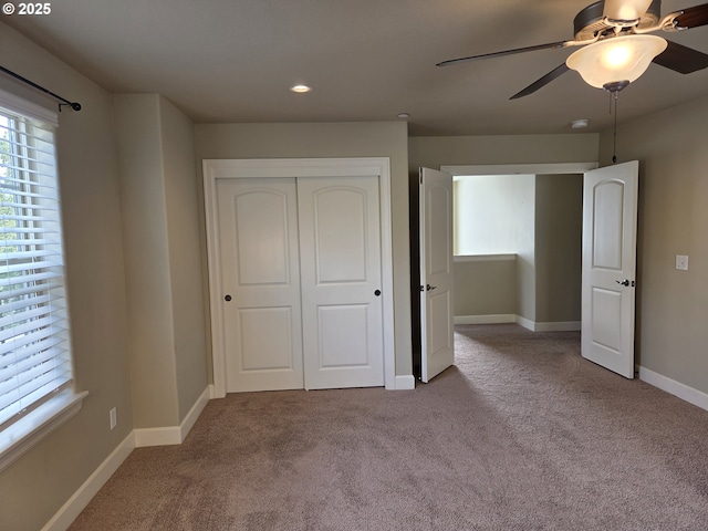 10380 SW Madrid Loop, Wilsonville, OR 97070 - unfurnished bedroom featuring carpet floors, a closet, a ceiling fan, and recessed lighting