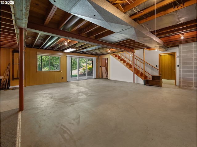 below grade area featuring stairs