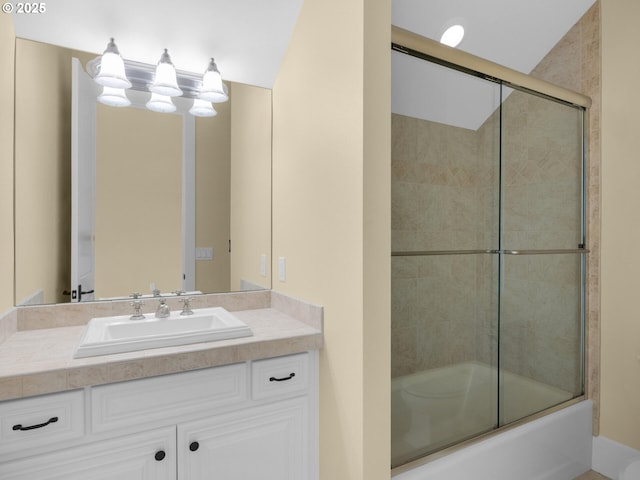 88902 Pinehurst Rd, Gearhart, OR 97138 - bathroom with vanity and bath / shower combo with glass door