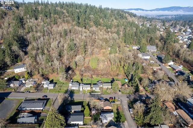 bird's eye view with a mountain view