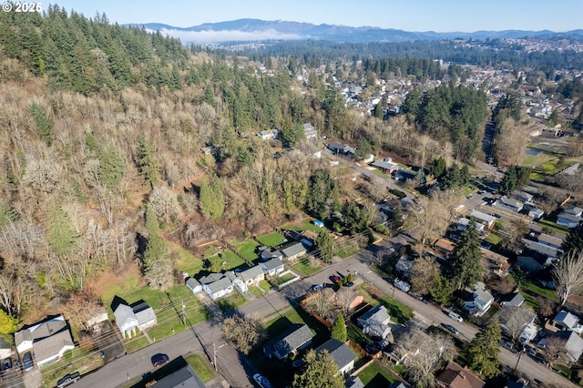 birds eye view of property with a mountain view