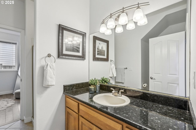 bathroom featuring vanity and tile patterned flooring