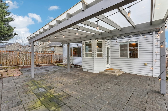 view of patio / terrace featuring a pergola