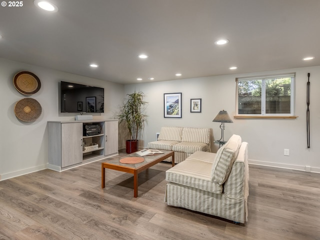 6310 NE 31st Ave Unit A, And B, Portland, OR 97211 - living area featuring recessed lighting, light wood-style floors, and baseboards