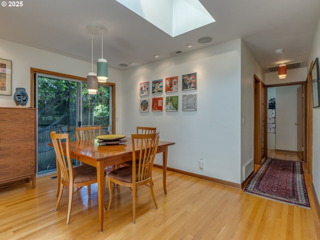 6310 NE 31st Ave Unit A, And B, Portland, OR 97211 - dining area featuring light wood finished floors, a skylight, and baseboards