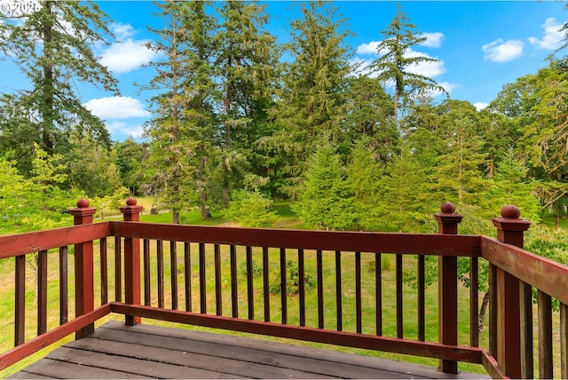 4311 NW 419th St, Woodland, WA 98674 - wooden terrace featuring a yard and a view of trees