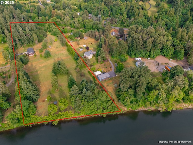 4311 NW 419th St, Woodland, WA 98674 - aerial view of property's location featuring a large body of water and property boundaries highlighted