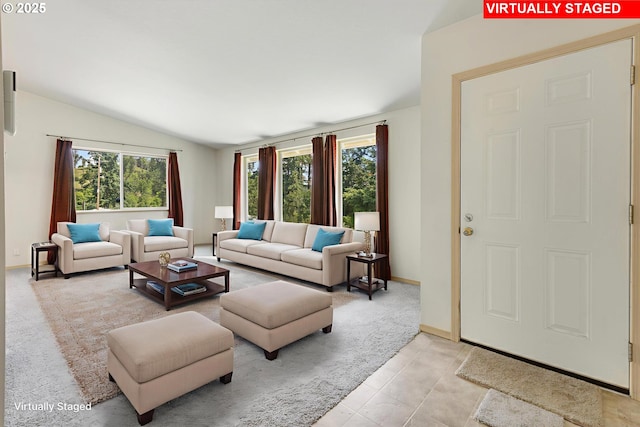 5580 Franklin Blvd, Eugene, OR 97403 - living area featuring vaulted ceiling, plenty of natural light, and light carpet