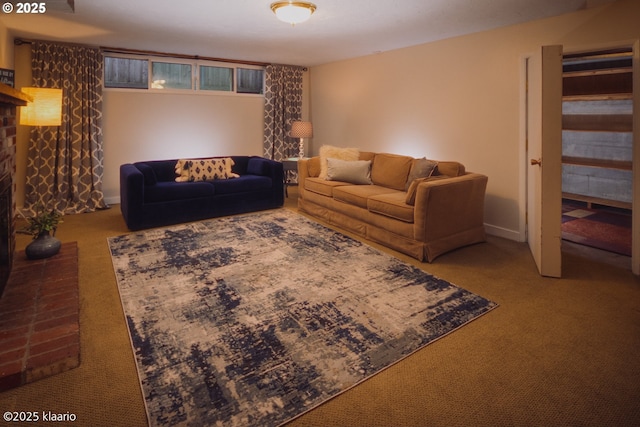 living room with carpet flooring