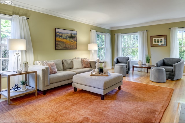 2645 SW Upper Drive Pl, Portland, OR 97201 - living room with light wood-style flooring and crown molding