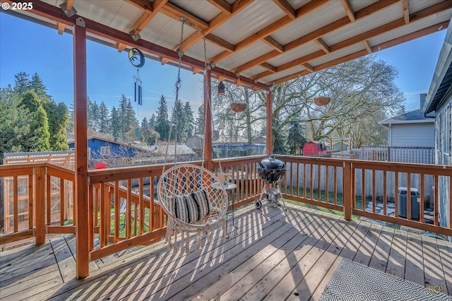 wooden terrace with central AC