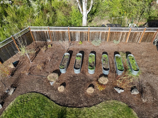 view of yard featuring a fenced backyard