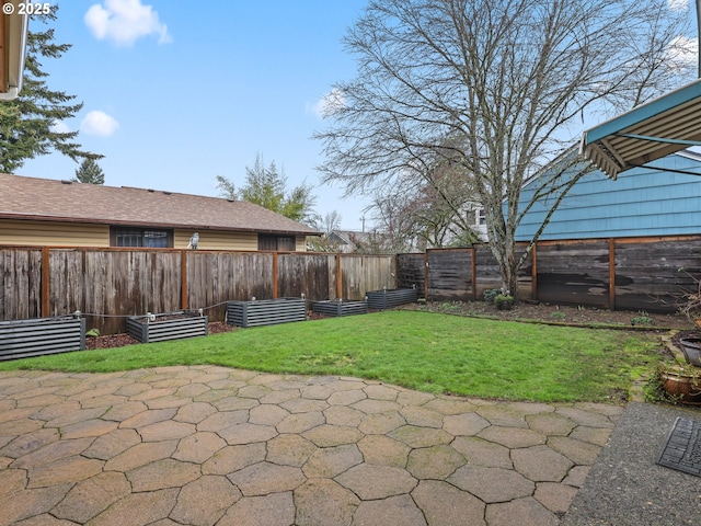 view of yard with a patio area