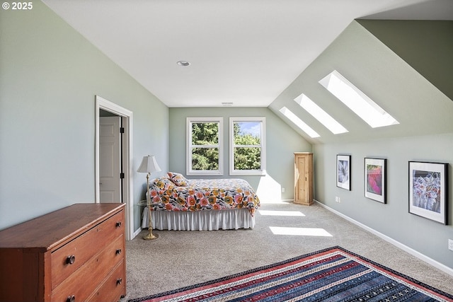 1221 SW Forest Meadows Way, Lake Oswego, OR 97034 - bedroom featuring a skylight, carpet flooring, and vaulted ceiling