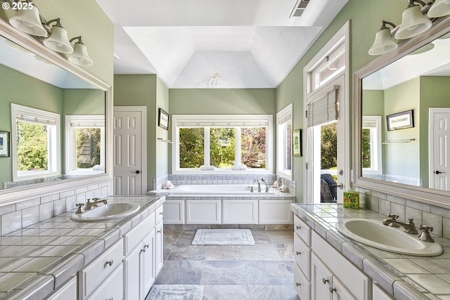 1221 SW Forest Meadows Way, Lake Oswego, OR 97034 - bathroom with plenty of natural light, a garden tub, and two vanities