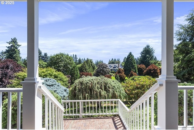 1221 SW Forest Meadows Way, Lake Oswego, OR 97034 - porch featuring view of wooded area
