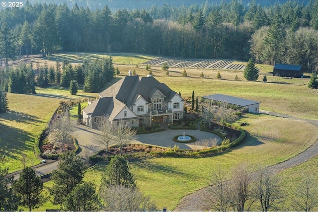 bird's eye view with a rural view