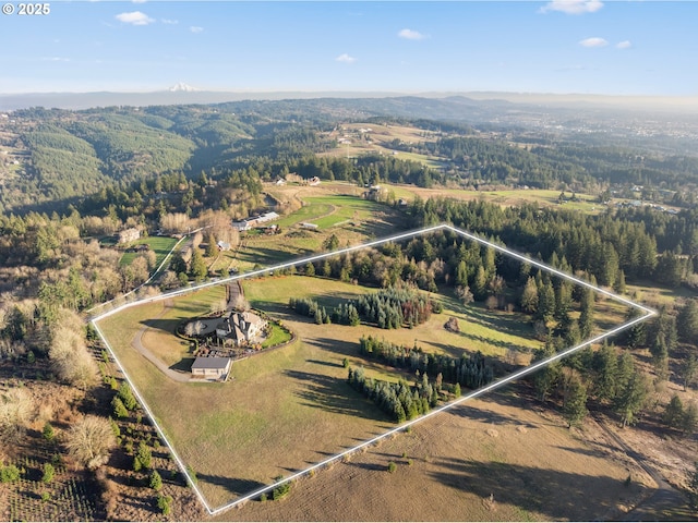 12955 NW Skyline Blvd, Portland, OR 97231 - aerial view of sparsely populated area featuring property boundaries highlighted