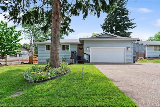 single story home featuring a garage and driveway