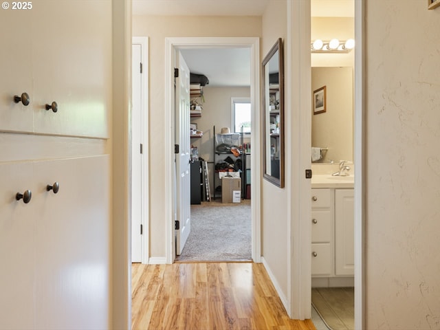 2250 NW Highland Dr, Corvallis, OR 97330 - corridor with light wood-style floors and a sink