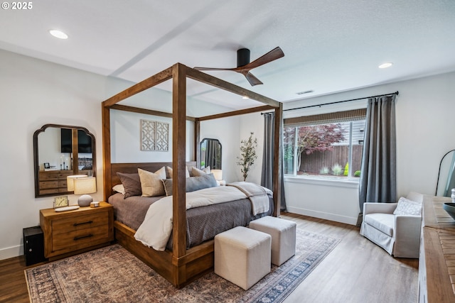 12703 NE 58th Ave, Vancouver, WA 98686 - bedroom with wood finished floors, baseboards, recessed lighting, and ceiling fan