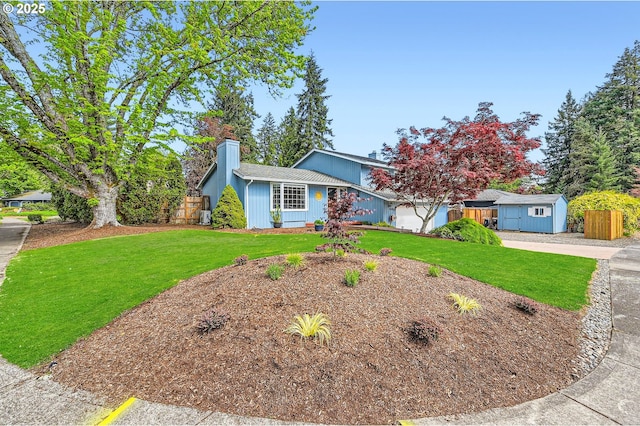 4388 NW Neskowin Ave, Portland, OR 97229 - view of front of property with fence, a chimney, and a front yard