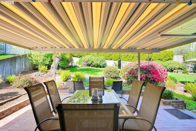 view of patio / terrace with outdoor dining space and a fenced backyard