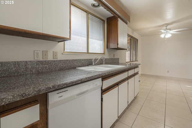 kitchen featuring white cabinetry, sink, and white dishwasher