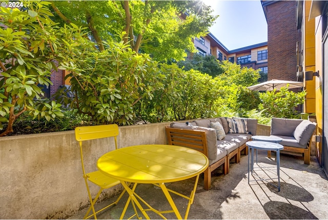 view of patio with an outdoor hangout area
