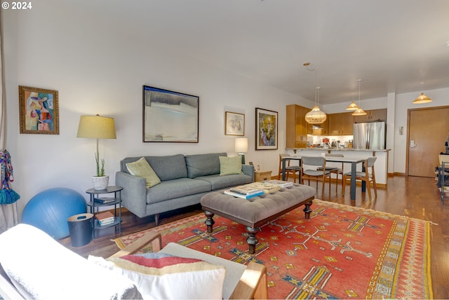 living area featuring wood finished floors