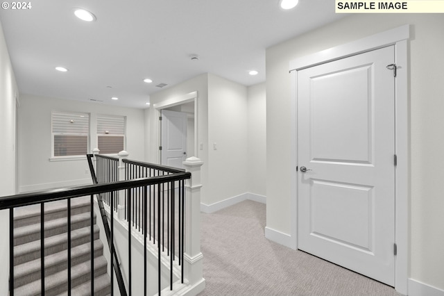 4206 NE 188th St Lot 328, Vancouver, WA 98686 - corridor featuring baseboards, an upstairs landing, recessed lighting, and light colored carpet