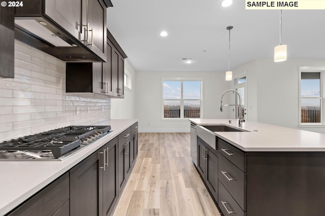 4206 NE 188th St Lot 328, Vancouver, WA 98686 - kitchen featuring a sink, light wood-type flooring, light countertops, appliances with stainless steel finishes, and tasteful backsplash