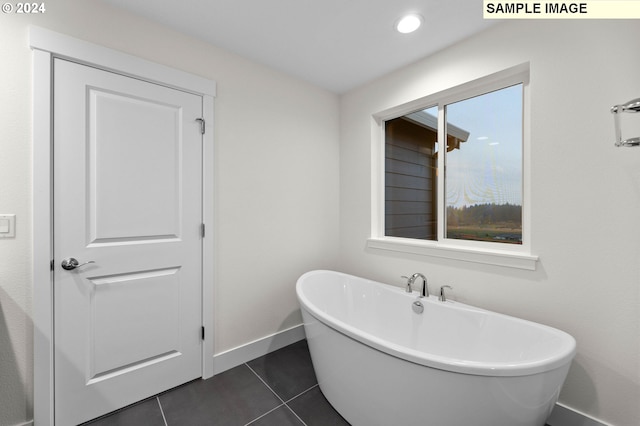 4206 NE 188th St Lot 328, Vancouver, WA 98686 - bathroom with a soaking tub, tile patterned flooring, baseboards, and recessed lighting
